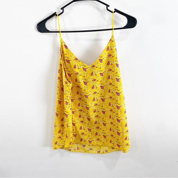 Forever 21 Yellow Floral Spaghetti Strap Cami Tank Top Size L Boho Summer - Picture 2 of 8